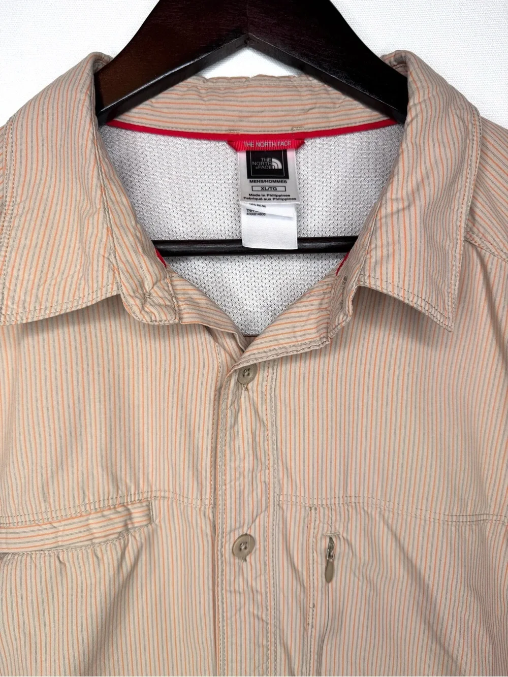 The North Face Men's XL orange Gray Striped Long Sleeve Hiking Shirt Gorpcore